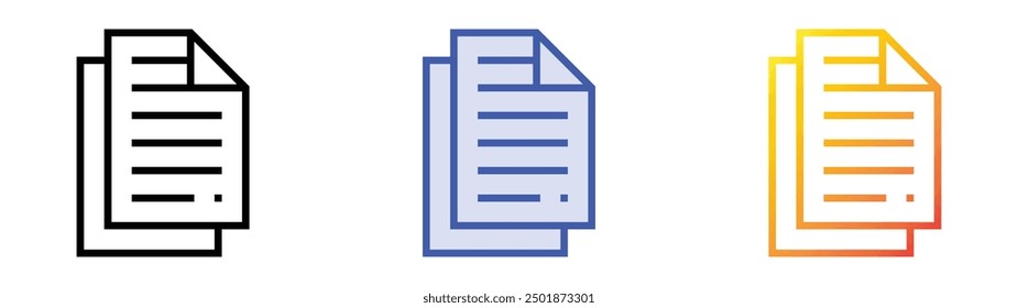 Papiersymbol. Lineares, blaues Füllungs- und Farbverlauf-Design einzeln auf weißem Hintergrund