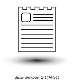 Icono de papel. Hoja forrada. Organizar datos. Ilustración vectorial. EPS 10.