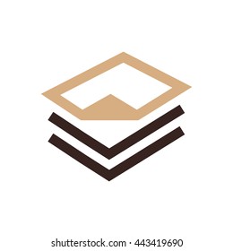 paper icon and Logo design brown color