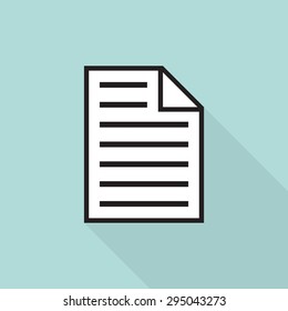 Paper icon with long shadow, flat style - Vector