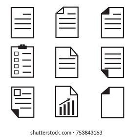 paper icon on white background. set paper icon. paper sign. flatstyle. document icon.file icon.