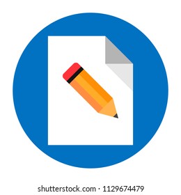 Paper icon, pencil, vector