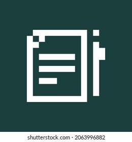 Paper icon pixel art. Draw a picture on the blackboard. Vector illustration.