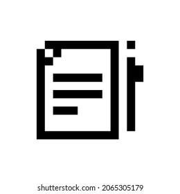 Paper icon pixel art. Draw a picture on a white background. Vector illustration.