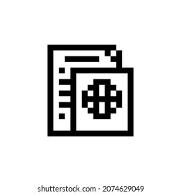Paper icon pixel art. Draw a picture on a white background. Vector illustration.