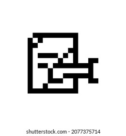 Paper icon pixel art. Draw a picture on a white background. Vector illustration.