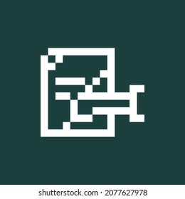 Paper icon pixel art. Draw a picture on the blackboard. Vector illustration.