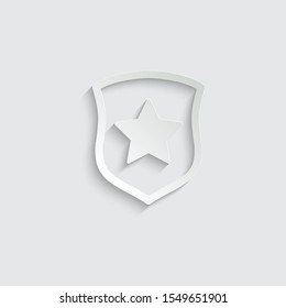  paper icon protect icon. secure  line style. Shield with  star icon sign vector