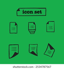 Conjunto de iconos de papel ilustración 3d. Concepto de sostenibilidad de fondo verde
