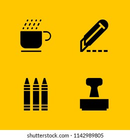 paper icon set. crayons, cutter and stamp vector icon for graphic design and web