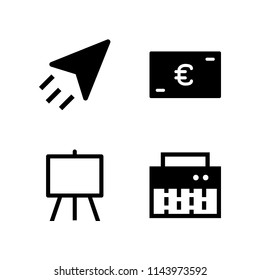 paper icon set with euro, send and canvas vector icons for web and graphic design