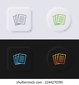 Paper icon set, Multicolor neumorphism button soft UI Design for Web design, Application UI and more, Button, Vector.