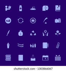 paper icon set with present new idea, party flags and fax vector illustration