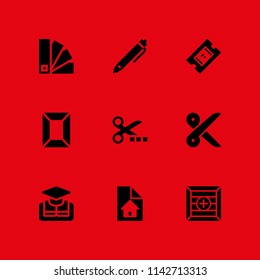 paper icon set. scissors, pen and open book vector icon for graphic design and web