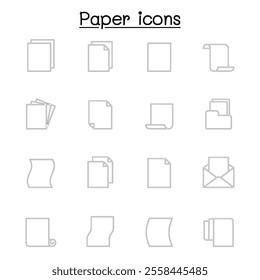 paper icon set in thin line style