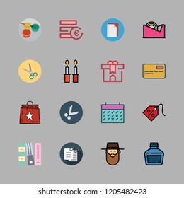 paper icon set. vector set about business card, file, tag and office material icons set.