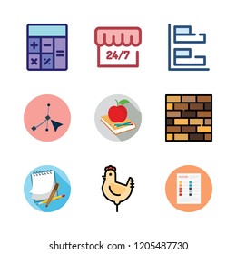 paper icon set. vector set about pantone, calculator, bar chart and notes icons set.