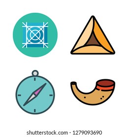 paper icon set. vector set about grid, hebrew and compass icons set.
