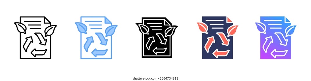 Paper icon sheet multiple style collection