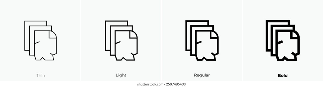 paper icon. Thin, Light Regular And Bold style design isolated on white background