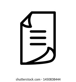 Paper icon vector , document tamplate logo design emblem isolated illustration , outline solid background white