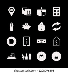 paper icon. paper vector icons set open box, paper clip, notebook pencil and calculator