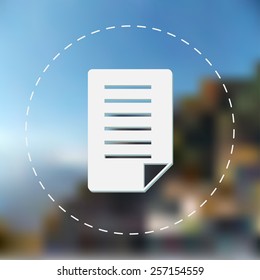 Paper icon. Vector illustration. Blurred background.