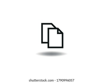 ilustración del vector de iconos de papel. símbolo de archivo de copia. Signo de documento, emblema aislado en fondo blanco con sombra, Estilo plano para diseño gráfico y web, logotipo. Pictograma negro EPS10.
