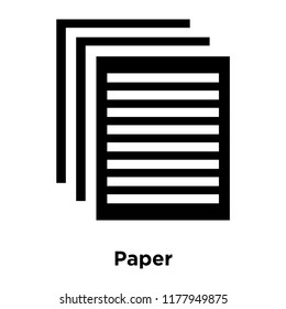 Paper icon vector isolated on white background, logo concept of Paper sign on transparent background, filled black symbol