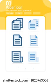paper icon vector on isolated on background. Document icon with two style. File symbol emblem sign. Vector icons for web design, ui, ux, and mobile applications. Flat design. EPS file. Editable size