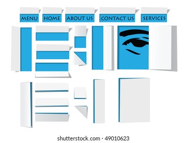 paper icons, with folded effects that cover and reveal what is under.