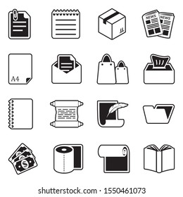 Paper Icons. Line With Fill Design. Vector Illustration.