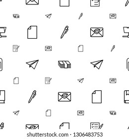 paper icons pattern seamless white background. Included editable outline pen, money, check list, paper plane, love letter, paper clip, book icons. icons for web and mobile.