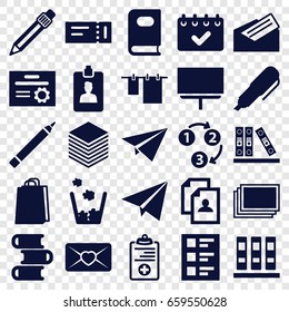 Paper icons set. set of 25 paper filled icons such as ticket, photos, book, pen, cloth hanging, resume, shopping bag, board, love letter, medical clipboard, binder, checklist