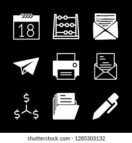 paper icons set with mathematical abacus, dollar symbol and letter vector set