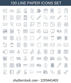 paper icons. Trendy 100 paper icons. Contain icons such as scissors, document, paper clip, binder, I love you, ad, do not disturb, clip, notebook with heart. icon for web and mobile.