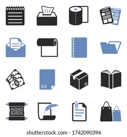 Iconos de papel. Diseño Plano De Dos Tonos. Ilustración vectorial.