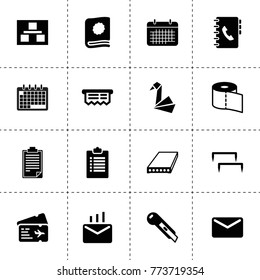 Paper icons. vector collection filled paper icons. includes symbols such as planning, toilet paper, calendar, slab, staples. use for web, mobile and ui design.