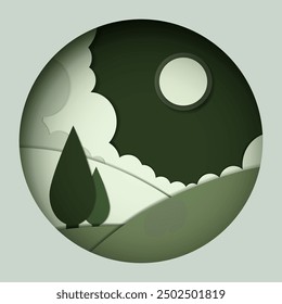 Paper illustration, vector art. Paper cut.
