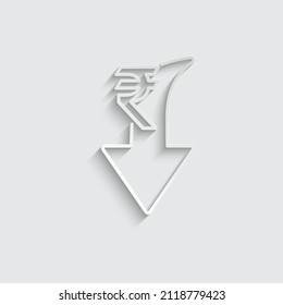 paper Indian Rupee  rate down icon fall sign