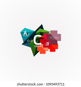 Paper infographic banner template with a b c options, infographics elements. Vector illustration