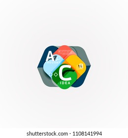 Paper infographic banner template with a b c options, infographics elements. Vector illustration