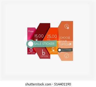 Paper infographic banners and stickers. For banners, business backgrounds, presentations
