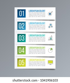 Paper infographic design template. Presentation business data, graph and diagram with steps.