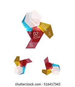 Paper infographic elements for business background, presentation or message with options and buttons