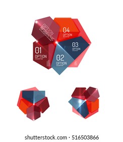 Paper infographic elements for business background, presentation or message with options and buttons