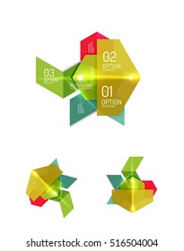 Elementos de infografía de papel para el fondo de la empresa, presentación o mensaje con opciones y botones