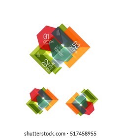 Paper infographic elements for business background, presentation or message with options and buttons