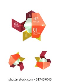 Paper infographic elements for business background, presentation or message with options and buttons