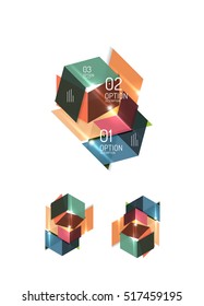 Paper infographic elements for business background, presentation or message with options and buttons